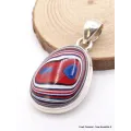 Pendentif Fordite Agate Detroïte oval rouge bleu - Pendentifs pierres naturelles