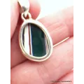 Pendentif Fordite Agate Detroïte oval rouge bleu - Pendentifs pierres naturelles