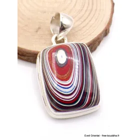 Pendentif Agate de Detroit rouge noir - Pendentifs pierres naturelles