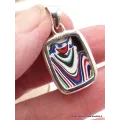 Pendentif Agate de Detroit rouge noir - Pendentifs pierres naturelles