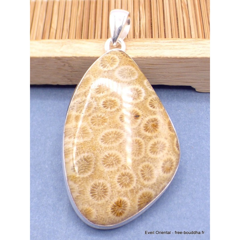 Pendentif en Corail fossile indonésien asymétrique Pendentifs pierres naturelles XV26.4