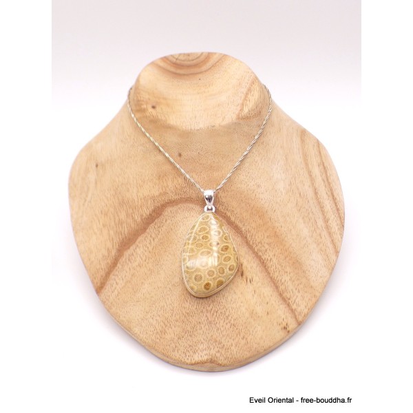 Pendentif en Corail fossile indonésien asymétrique Pendentifs pierres naturelles XV26.4