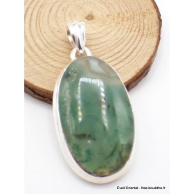 Pendentif Mtorolite ou Emeraude sur Chrysoprase ovale Pendentifs pierres naturelles XV33.2