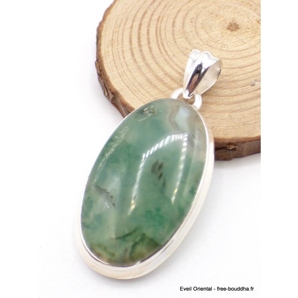 Pendentif Mtorolite ou Emeraude sur Chrysoprase ovale Pendentifs pierres naturelles XV33.2
