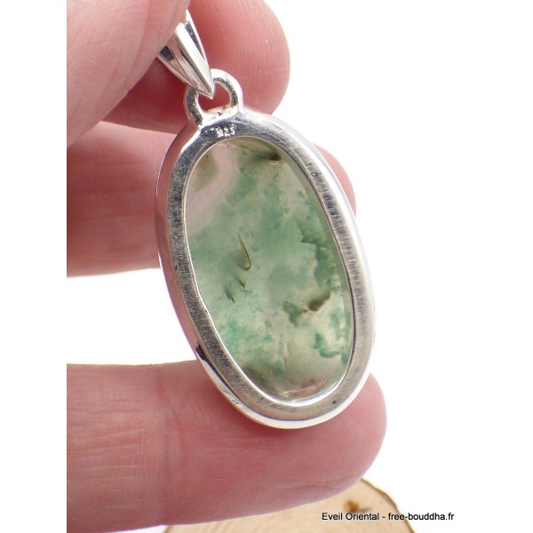 Pendentif Mtorolite ou Emeraude sur Chrysoprase ovale Pendentifs pierres naturelles XV33.2