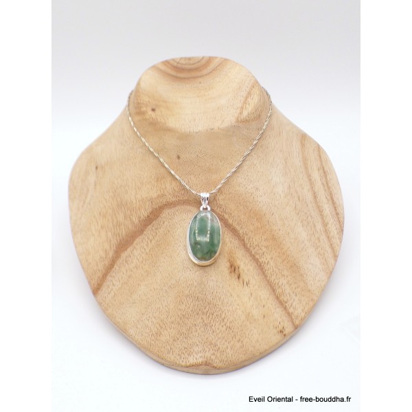 Pendentif Mtorolite ou Emeraude sur Chrysoprase ovale Pendentifs pierres naturelles XV33.2