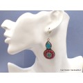 Boucles d'oreilles tibétaines pierres fantaisie Boucles d'oreilles tibétaines LBOT28