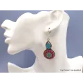 Boucles d'oreilles tibétaines pierres fantaisie - Boucles d'oreilles tibétaines