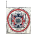 Nappe tibétaine en coton brodé rouge bleu - Tenture murale bouddhiste, nappe