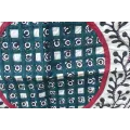 Nappe tibétaine en coton brodé rouge bleu - Tenture murale bouddhiste, nappe