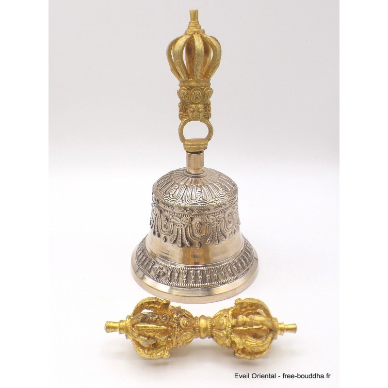 Grosse cloche tibétaine de cérémonie 19 cm Objets rituels bouddhistes DOVAJ24