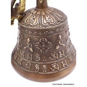 Cloche tibétaine et dorjé 8 branches Bouddhas et mantras Cloches et dorjé tibétains DOVAJ26
