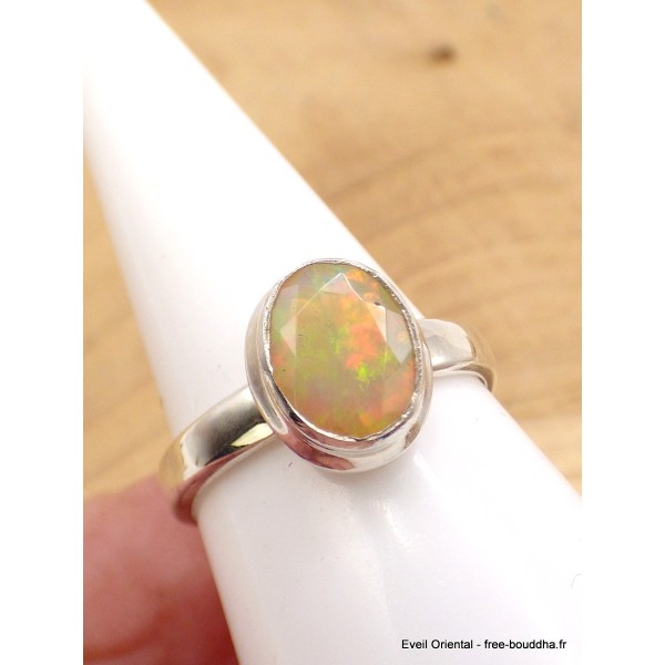Bague Opale Ethiopienne facettée orange verte taille 56/57 Bijoux en Opales AW4.1