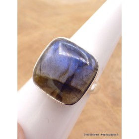 Bague Labradorite bleu carrée taille 60/61 Bijoux en Labradorite XV54.10
