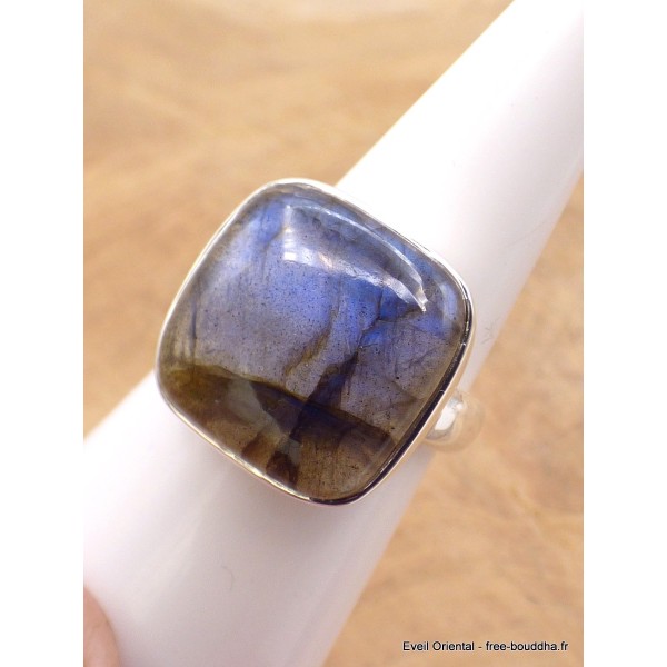 Bague Labradorite bleu carrée taille 60/61 Bijoux en Labradorite XV54.10