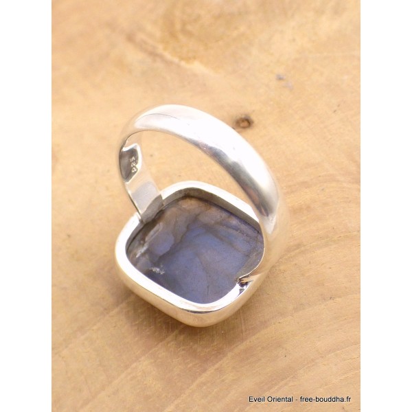 Bague Labradorite bleu carrée taille 60/61 Bijoux en Labradorite XV54.10