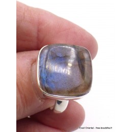 Bague Labradorite bleu carrée taille 60/61 Bagues pierres naturelles XV54.10