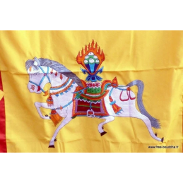 Tenture tibétaine bouddhiste Cheval Lungta jaune d'or Tentures tibétaines Bouddha TEN LB16