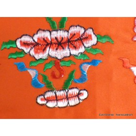 Tenture tibétaine dessus de porte Signes Auspicieux orange Objets rituels bouddhistes TSA9