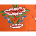 Tenture tibétaine dessus de porte Signes Auspicieux orange - Tentures bouddhistes
