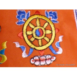 Tenture tibétaine dessus de porte Signes Auspicieux orange Tentures tibétaines Bouddha TSA9