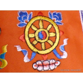 Tenture tibétaine dessus de porte Signes Auspicieux orange Tentures tibétaines Bouddha TSA9