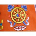 Tenture tibétaine dessus de porte Signes Auspicieux orange Objets rituels bouddhistes TSA9