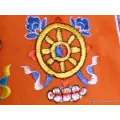 Tenture tibétaine dessus de porte Signes Auspicieux orange - Tentures bouddhistes