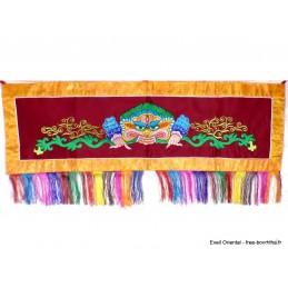 Tenture tibétaine Mahakala bordeau contours jaune Tentures tibétaines Bouddha NMAHA9