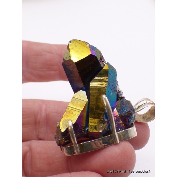Gros pendentif Cristal de Roche Aura Pendentifs pierres naturelles AW5