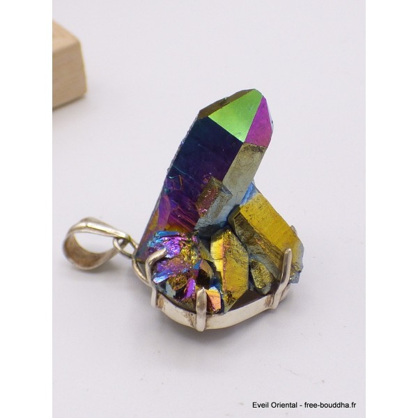 Gros pendentif Cristal de Roche Aura Pendentifs pierres naturelles AW5