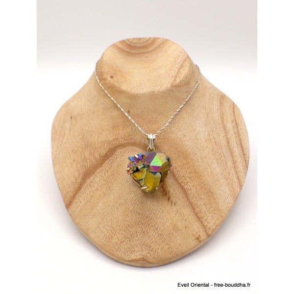Gros pendentif Cristal de Roche Aura Pendentifs pierres naturelles AW5