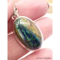 Pendentif Malachite sur Azurite turquoise rouille - Pendentifs pierres naturelles