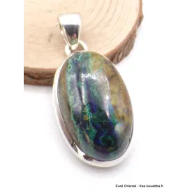 Pendentif Malachite sur Azurite turquoise rouille - Pendentifs pierres naturelles