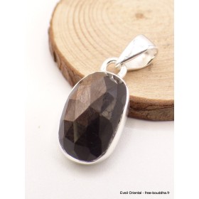 Pendentif Saphir noir africain facetté asymétrique Bijoux en Saphir doré Zawadi AW17.1