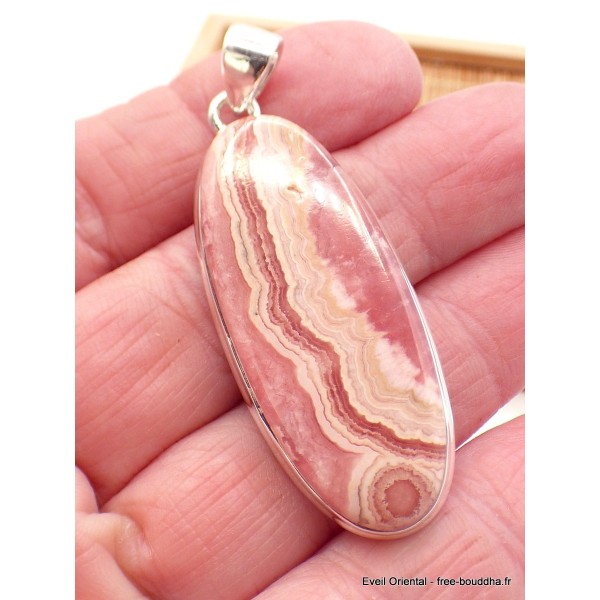 Grand pendentif Rhodochrosite qualité AAA oval allongé Pendentifs pierres naturelles AW18.1