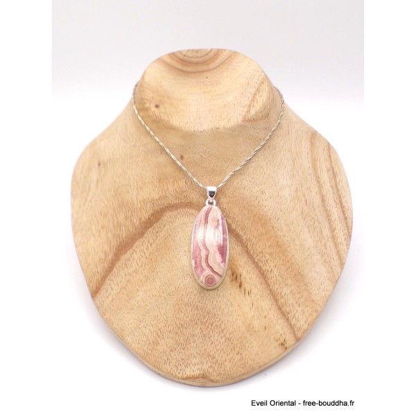 Grand pendentif Rhodochrosite qualité AAA oval allongé Pendentifs pierres naturelles AW18.1
