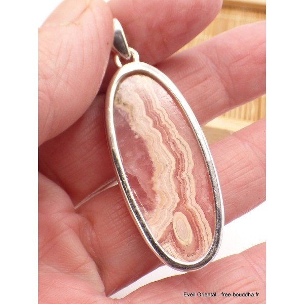 Grand pendentif Rhodochrosite qualité AAA oval allongé Pendentifs pierres naturelles AW18.1