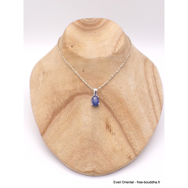 Pendentif Cyanite bleue facetté oval Pendentifs pierres naturelles AW19