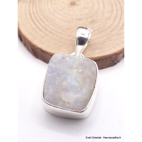 Pendentif carré en Pierre de lune bleue brute Pendentifs pierres naturelles AW23