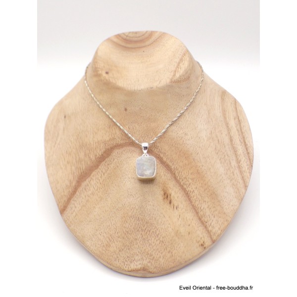 Pendentif carré en Pierre de lune bleue brute Pendentifs pierres naturelles AW23