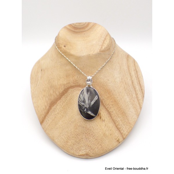 Gros Pendentif argent Chrysanthème Pendentifs pierres naturelles GH11