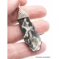 Pendentif Agate géode blanche et noire - Pendentifs pierres naturelles