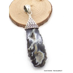 Pendentif Agate géode blanche et noire Pendentifs pierres naturelles LW41