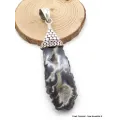 Pendentif Agate géode blanche et noire - Pendentifs pierres naturelles