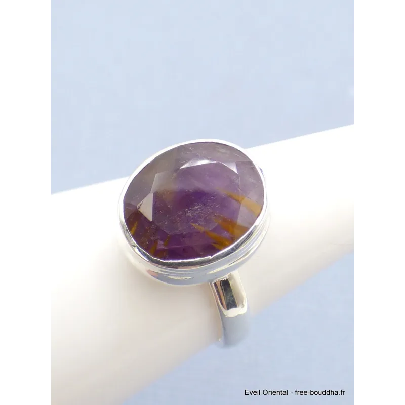 Bague en Cacochynite Super Seven facettée taille 56 - Bagues pierres naturelles
