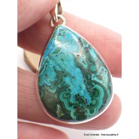 Pendentif Malachite sur Chrysocolle forme goutte Pendentifs pierres naturelles AW38.1