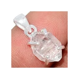 Pendentif diamant d'Herkimer serti griffes - Bijoux en Diamant d'Herkimer