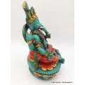 Statuette tibetaine Ganesh peinte à la main 21 cm - Statuettes bouddhistes tibétaines artisanales