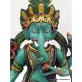 Statuette tibetaine Ganesh peinte à la main 21 cm - Statuettes bouddhistes tibétaines artisanales